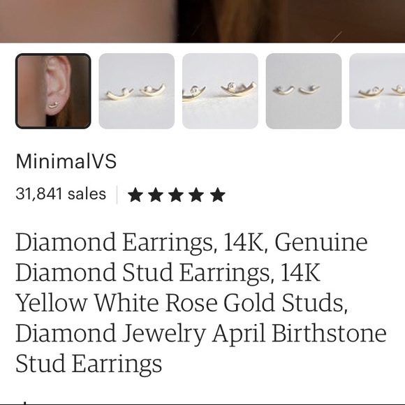 14 k White gold diamond earrings. - Picture 8 of 8